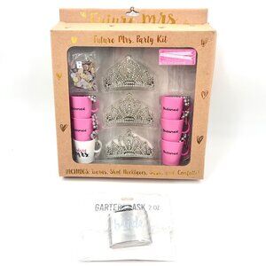 NIB FUTURE MRS PARTY KIT STAINLESS GARTER FLASK TIARA SHOT GLASSES WEDDING BRIDE